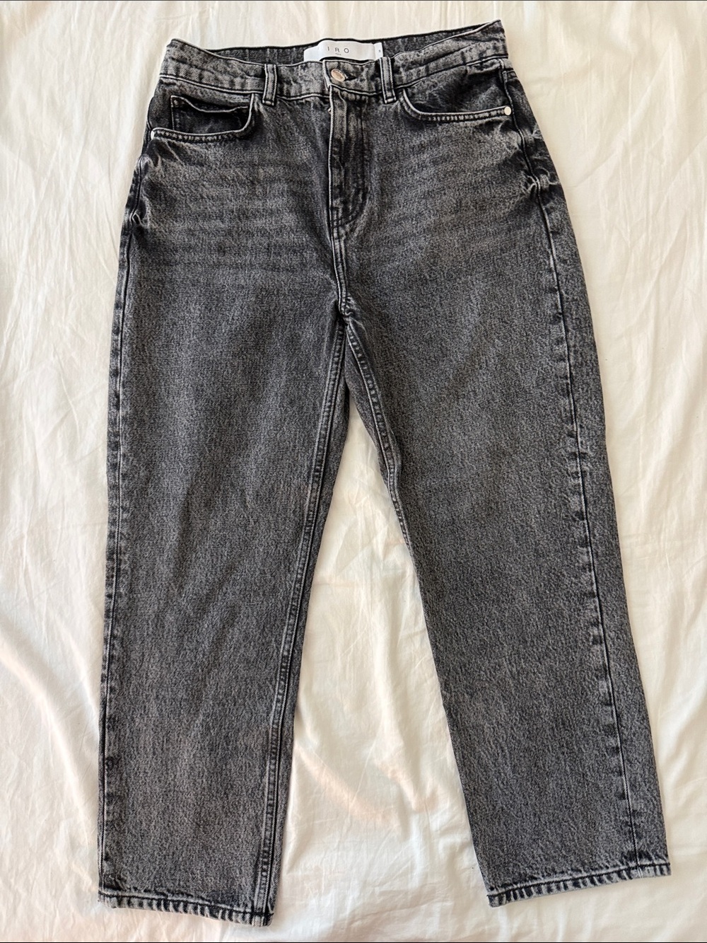 IRO High-Rise Washed Black Straight Jeans